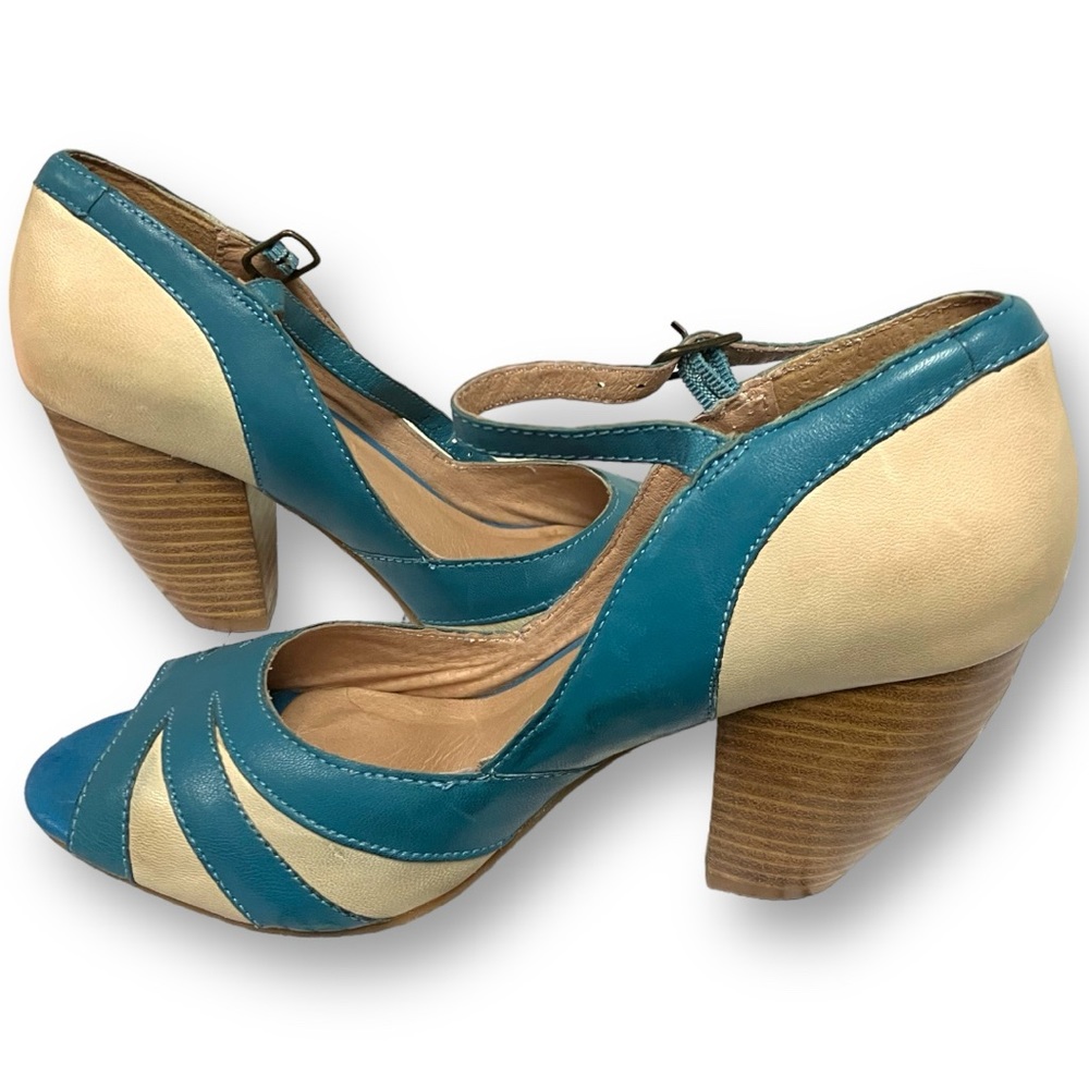 Stylish Blue and Cream Women's Heels
